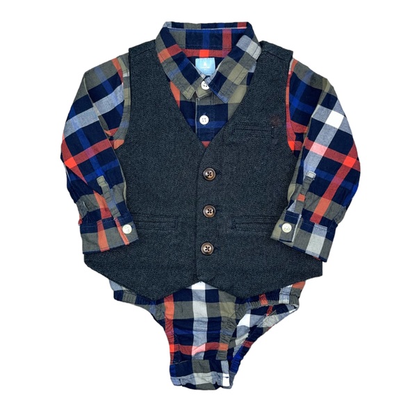 GAP Plaid Flannel Button Down Onesie Bodysuit 18-24 Months - Picture 12 of 13